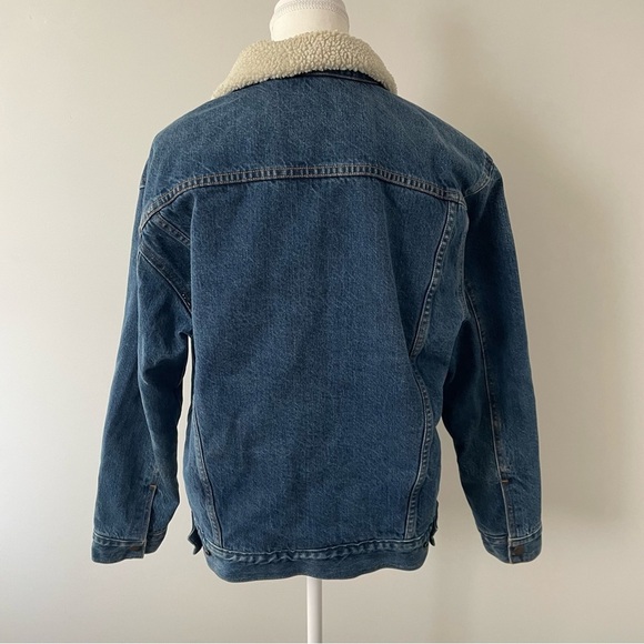 Aritzia Denim Forum The Ella Sherpa Lined Denim Jacket Dark Wash Size Large - Picture 7 of 11